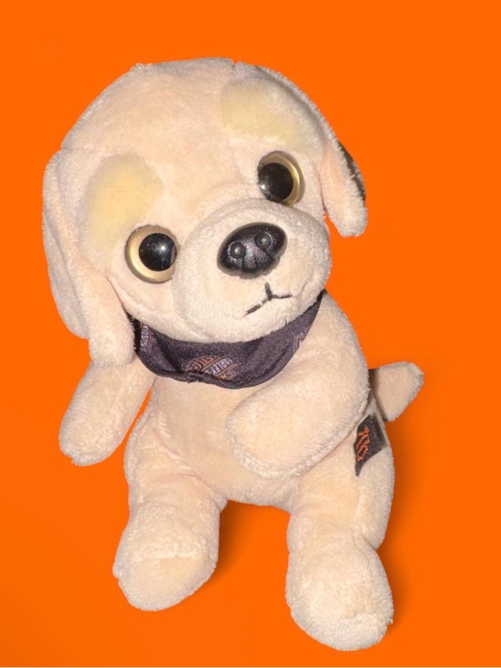Harley-Davidson Cream Plush Puppy with Black Bandana